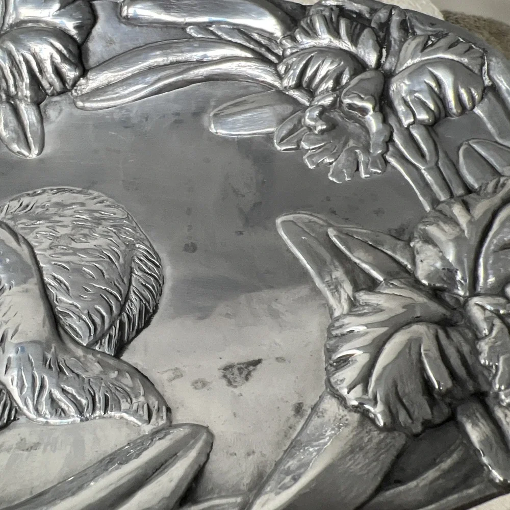 Arthur Court Signed Aluminum 1994 Easter Bunny Rabbit Serving Tray Vintage